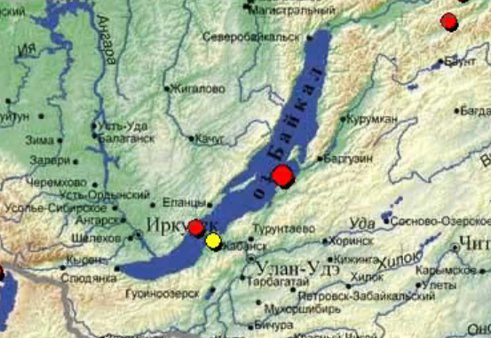 Карта землетрясений онлайн бурятия